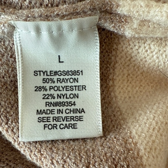 Luxe Cream and Tan Striped Cowl Neck Sweater - Picture 7 of 10